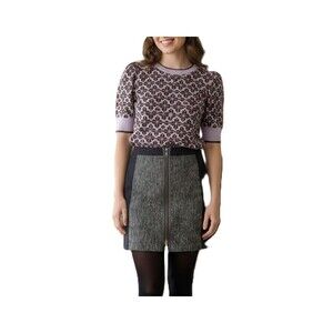 Spanner Urbanality Tweed Mini Skirt Black/Grey Full Front Zip Size 14 NWT $119